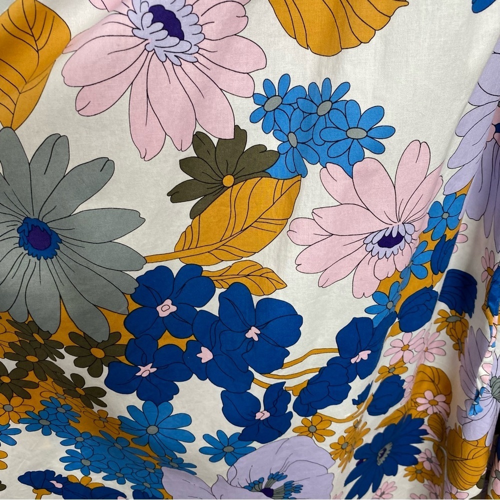 52seven Retro Floral Balloon Sleeve Midi Shirt Dress - Picture 6 of 13